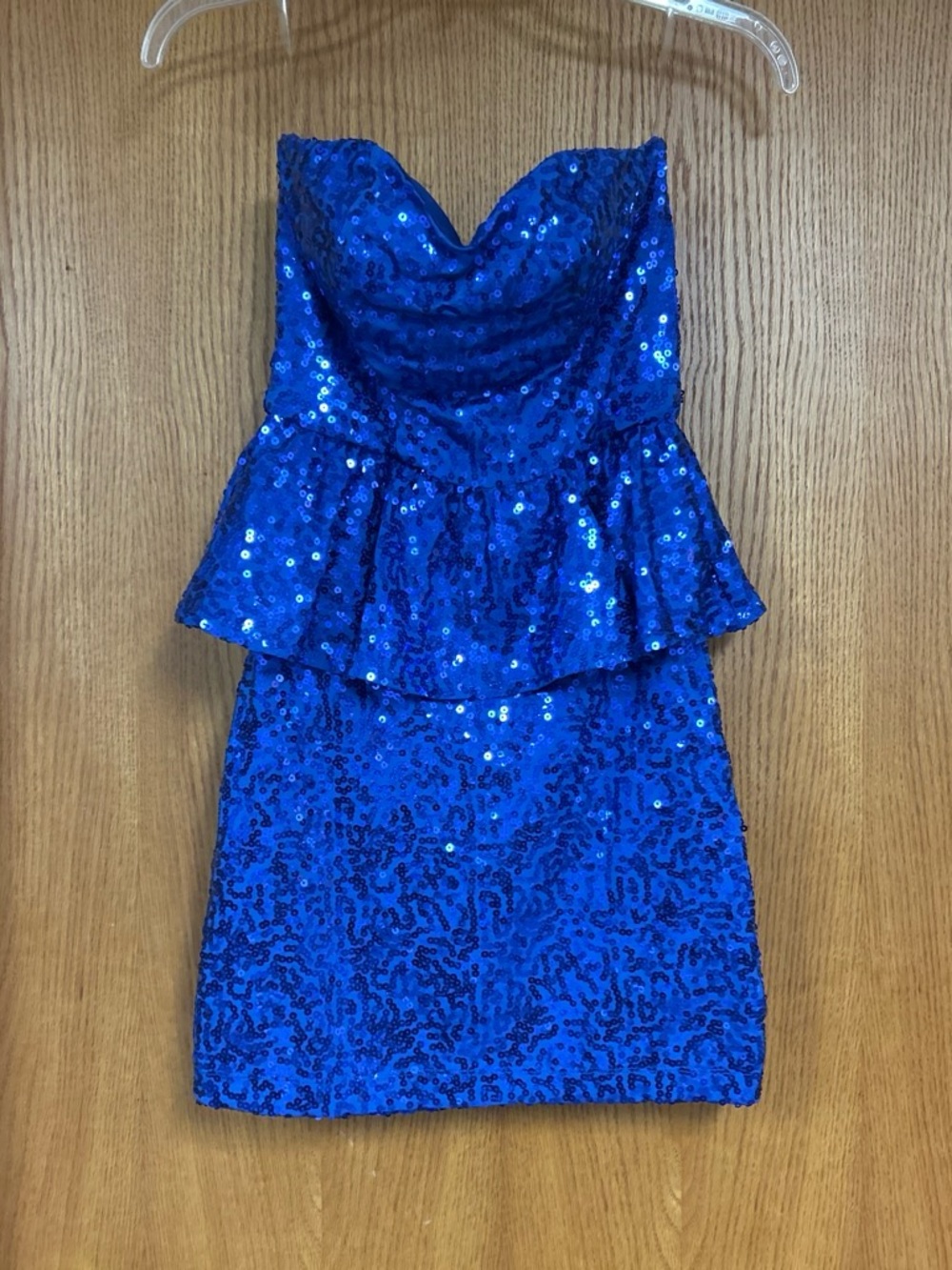 Ruby Rox Strapless Sequin Peplum Dress in Royal Blue